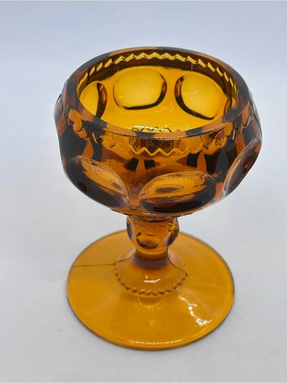Indiana Glass Amber Kings Crown Thumbprint 4.25
